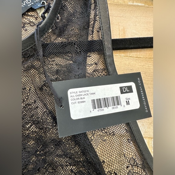 David Lerner black all over lace Racerback tank top blouse nwt - Picture 10 of 11